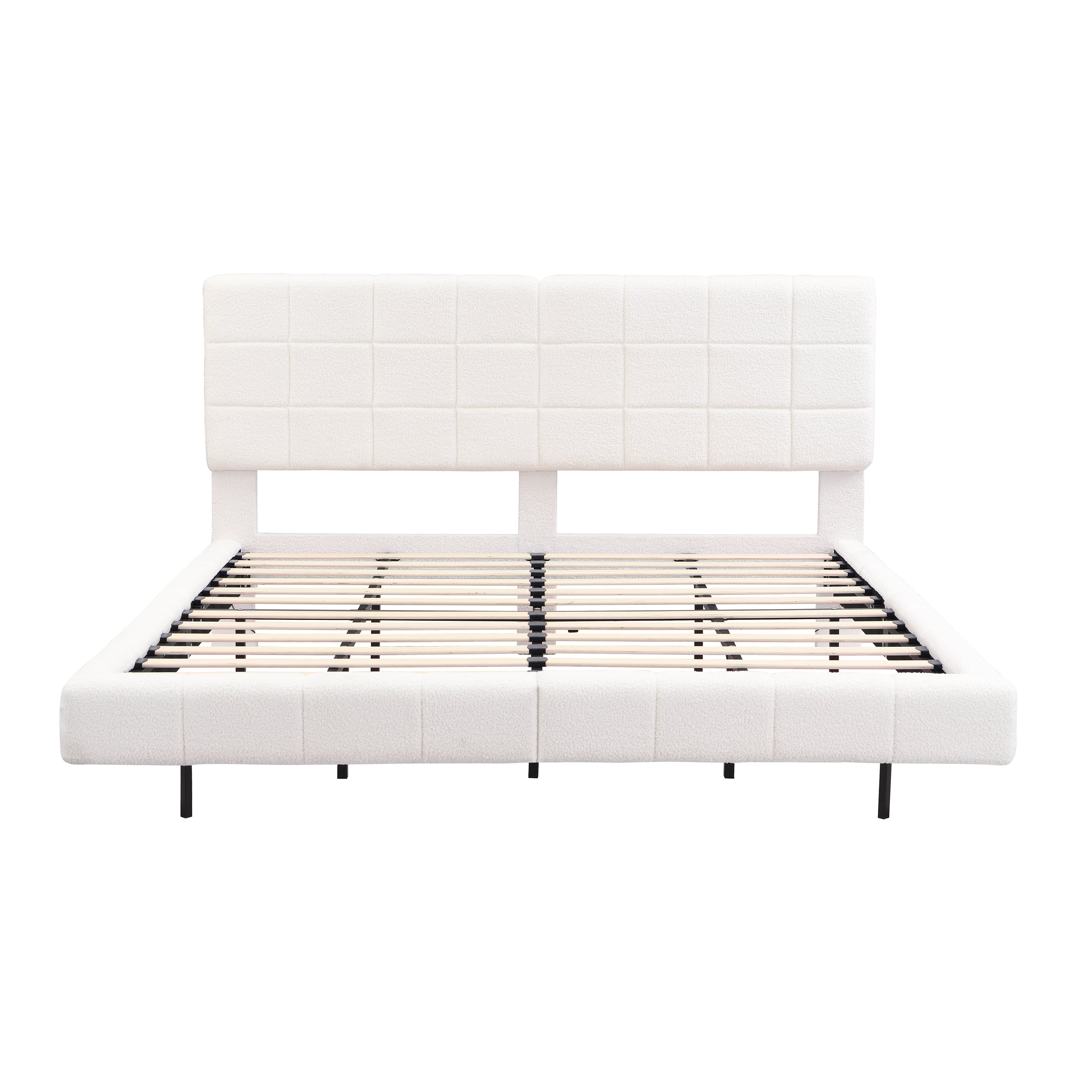 LiviNest King Size Bed Frame with RGB LED Lights & Upholstered Headboard: Modern Floating Platform Bed for Adults - APP Controlled Adjustable Lighting & Easy Clean Design for Bedroom
