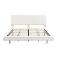 thumbnail image 4 of LiviNest King Size Bed Frame with RGB LED Lights & Upholstered Headboard: Modern Floating Platform Bed for Adults - APP Controlled Adjustable Lighting & Easy Clean Design for Bedroom, 4 of 5