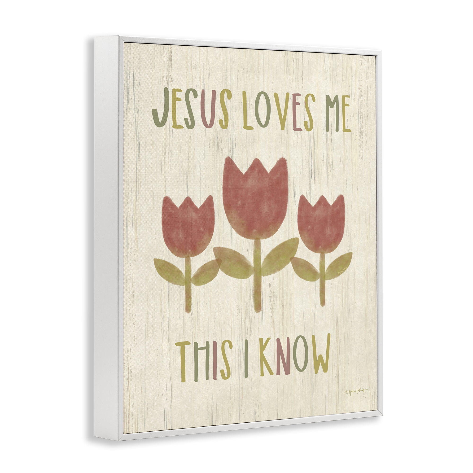 Stupell Industries Jesus Loves Me This I Know White Framed Giclee Art, design by Annie LaPoint