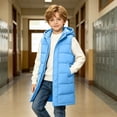 thumbnail image 4 of Kids Girls Long Quilted Puffer Vest Sleeveless Hooded Button Down Padded Coats Jacket Outerwear with Pockets, 4 of 9