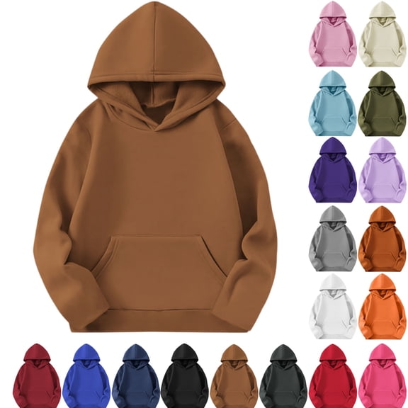 Dnhxils Boys Hoodies with Pockets Hooded Sweatshirt for Teen Boys Kids Plain School Sweater
