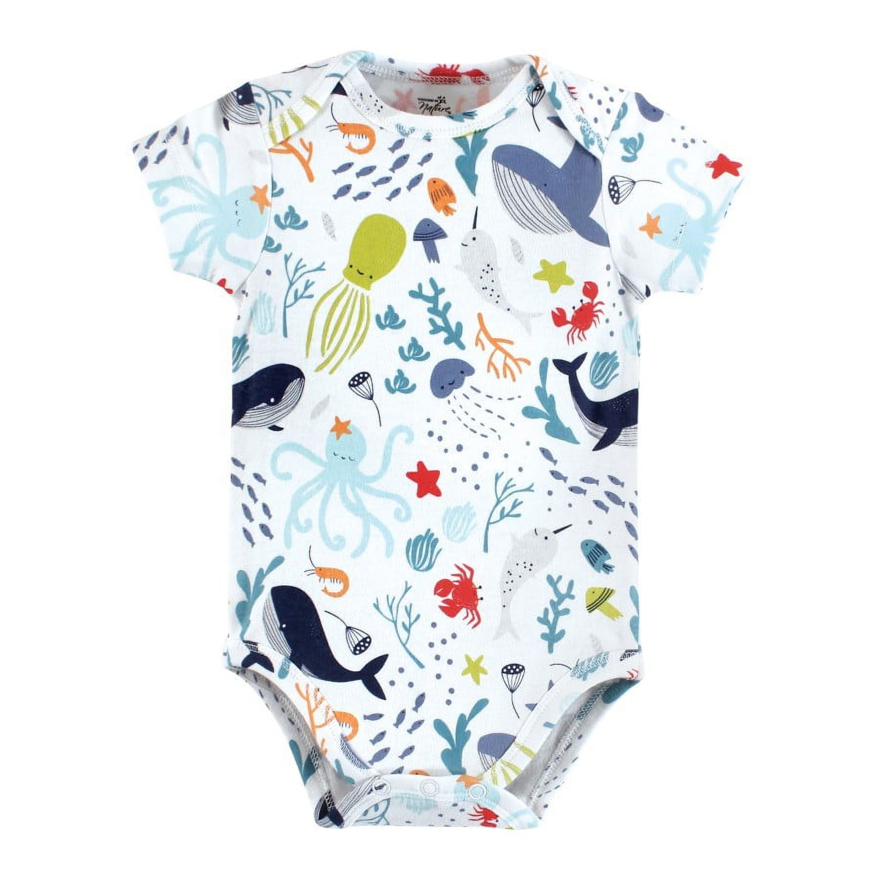 Touched by Nature Organic Cotton Bodysuits, Sea Critters, 0-3 Months