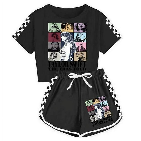 7-14 years old children girls Taylor Swift The Eras tour summer casual T-shirt top shorts suit pajamas home clothes sportswear suit clothes