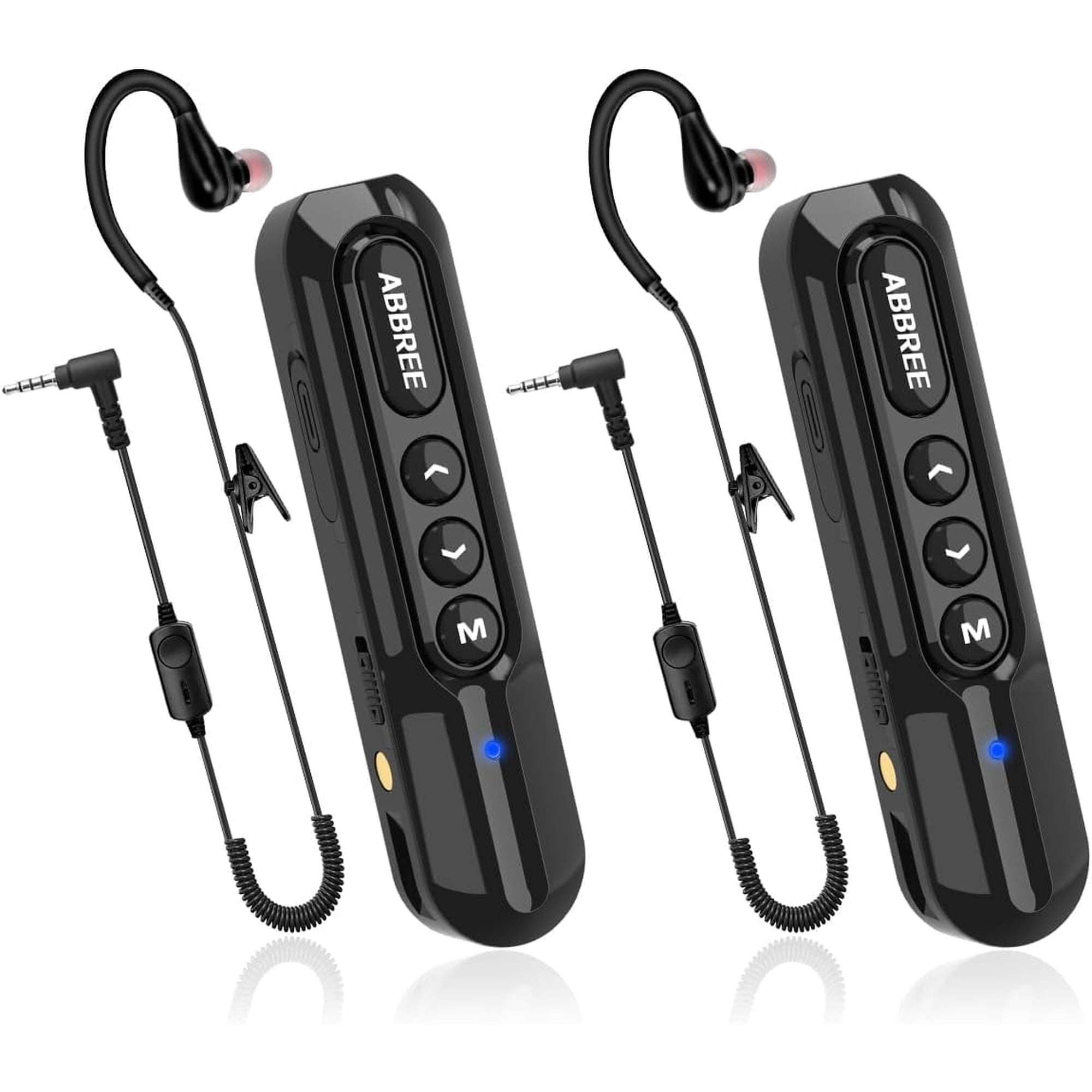 Super Mini Walkie Talkies Long Range Rechargeable Small Earhook Radios with Earpieces Communication Devices for Hotel Baseball Restaurant Supermarkets 2 Pack