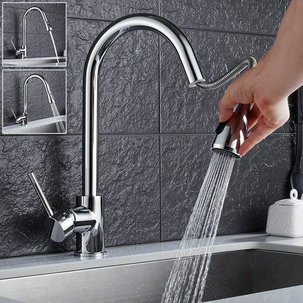 Muyoka Grifo monomando para fregadero de cocina Grifos Grifo Cano giratorio de 360 con bide extraible Muyoka Hogar Walmart en linea