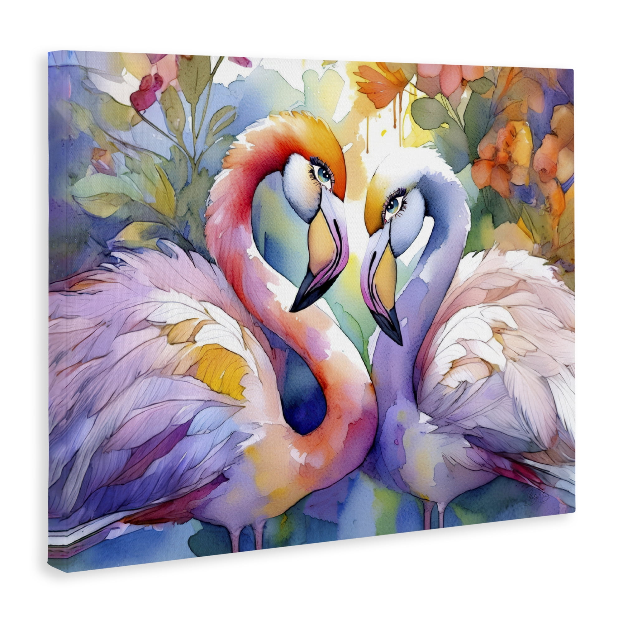 Stupell Industries Flamingo Love Pair Canvas Wall Art, design by Shelly Craig