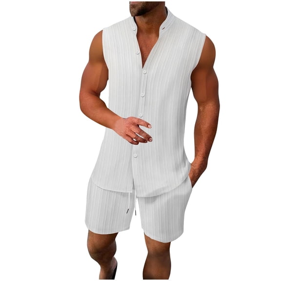 Dagugfen Two Piece Sets for Men Short Sleeve Button Down Shirt and Shorts Casual Workwear Comfy Outfits