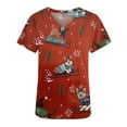 thumbnail image 4 of Lolmot Scrub Tops for Women Christmas Printed Short Sleeve V-Neck Nurse Working Uniform Holiday Tunic Blouse with Pockets, 4 of 5