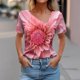 thumbnail image 2 of Top de Verano de las Mujeres, Cuello en V Moda Casual de Manga Corta Blusa, Primavera Y Verano Ligero Top, 2 of 9