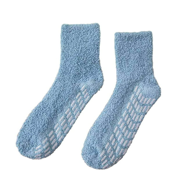 1 Pair Fuzzy Socks with Non-Slip Grips Super Soft Breathable Cold Protection Winter Warm Cozy Plush Slipper Socks
