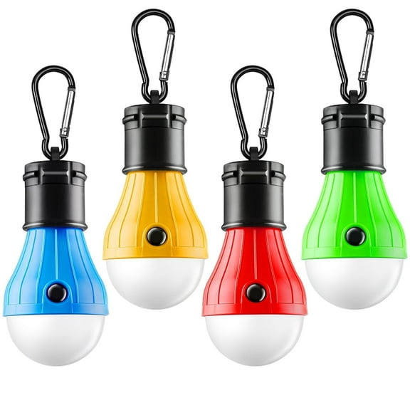 Tent Lamp Portable LED Tent Lights Clip Hook Hurricane Emergency Lights LED Camping Lights Bulb Camping Lanterns Camping Equipment for Camping Hiking Backpacking Outage - 4 Packs