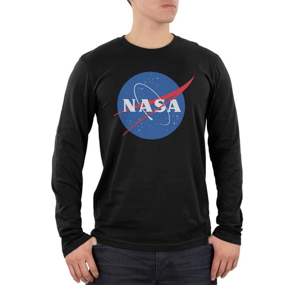 NASA Logo Mens Soft Long Sleeve T Shirt Black X-LG