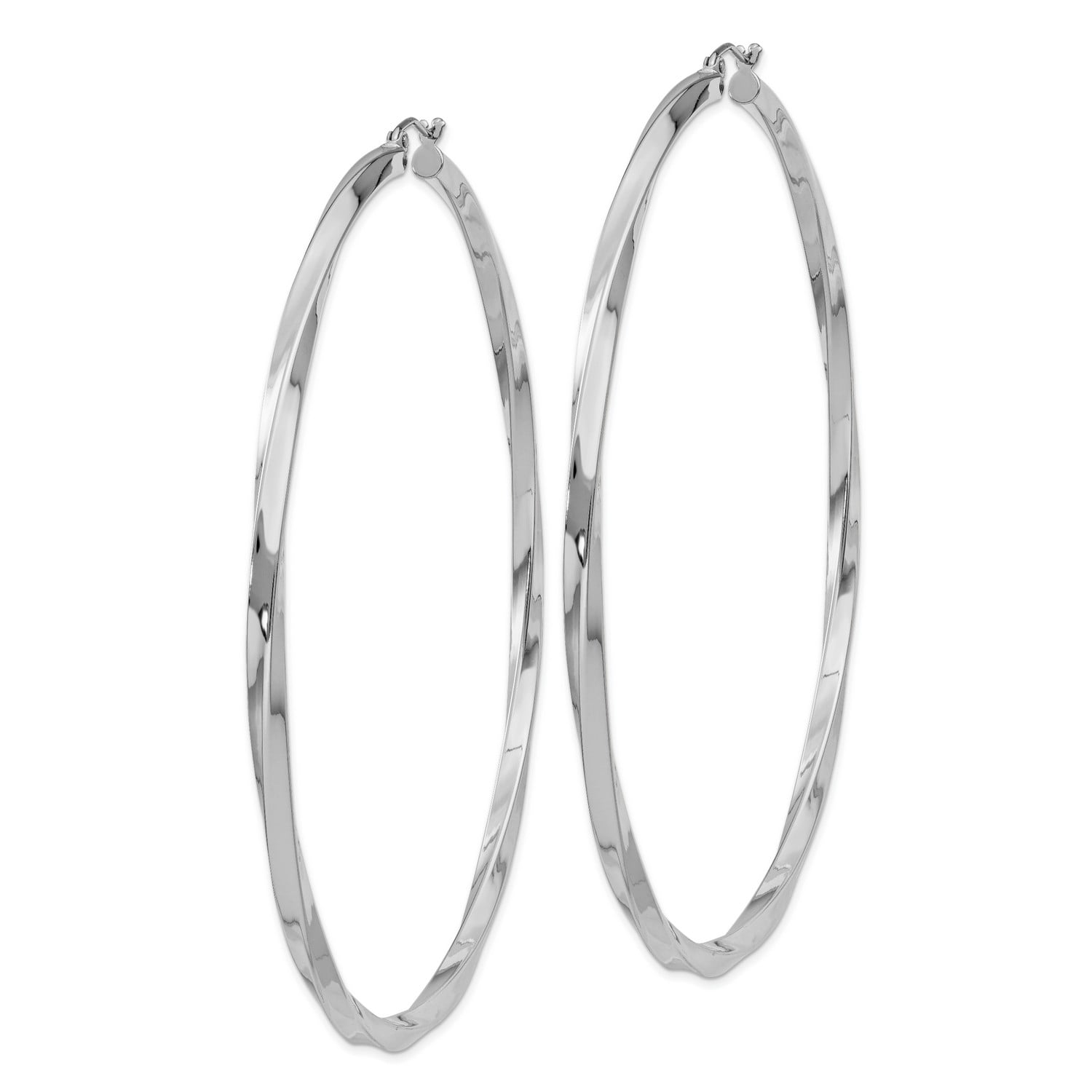 Solid .925 Sterling Silver Rhodium-plated Twisted Hoop Earrings 83x81mm