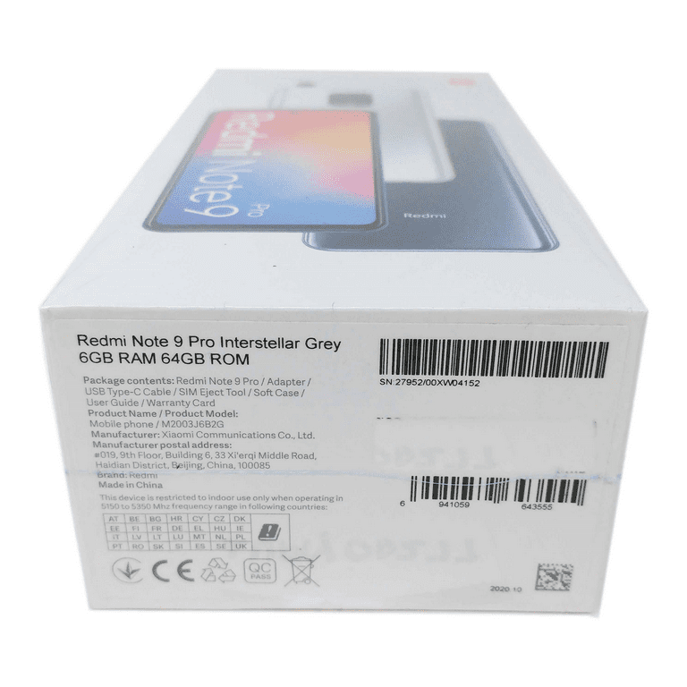 Xiaomi Redmi Note 9 Pro (64 Mpx) Dual SIM 128 GB gris interestelar 6 GB RAM
