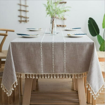 

UMMH Decorative Linen Tablecloth With Tassel Waterproof Oilproof Thick Rectangular Wedding Dining Table Cover Tea Table Cloth
