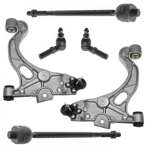 TRQ 6 pc Steering & Suspension Kit Control Arms w/ Ball Joints Tie Rod End Links PSA60045