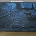 thumbnail image 6 of Ambesonne Urban Place Mats Set of 4, Black Cat Deserted Street, Standard Size, Blue Black White, 6 of 6