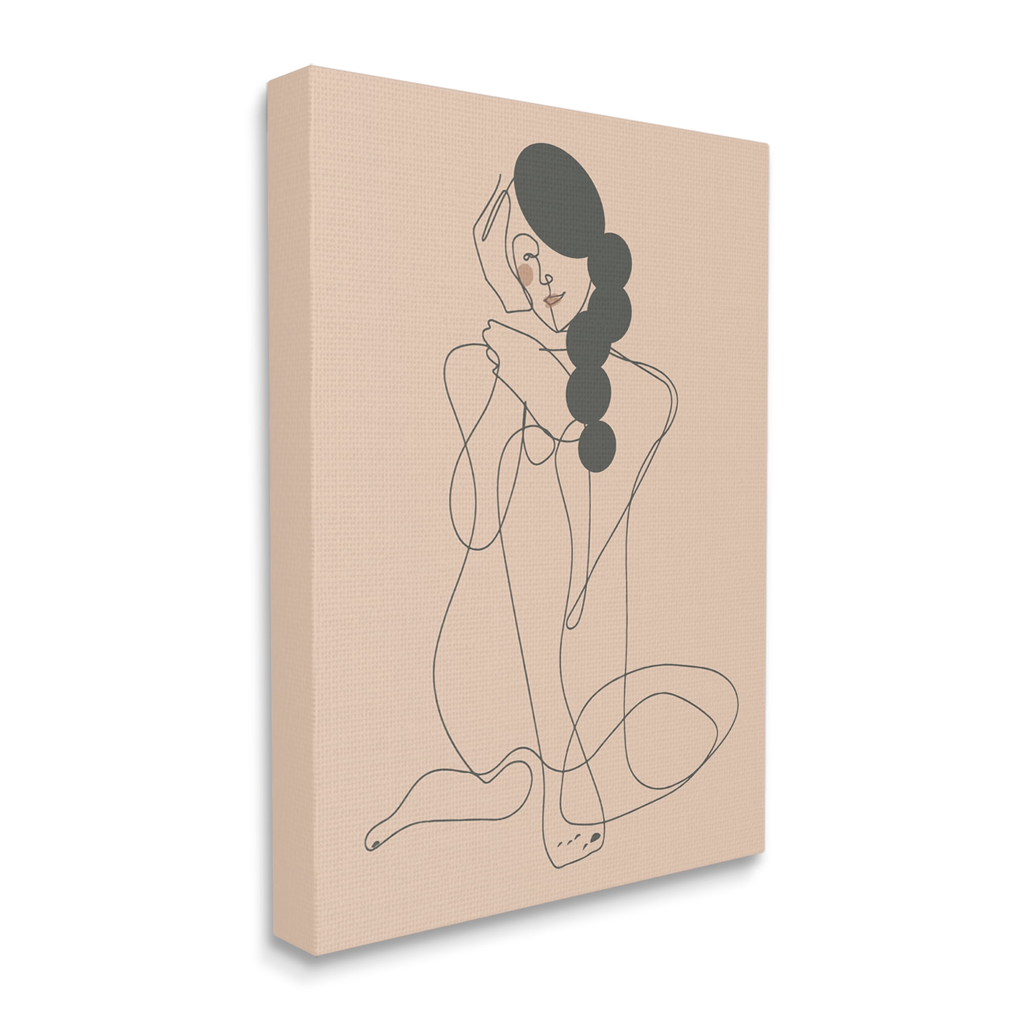 Stupell Industries Abstract Woman Sitting Scribble Drawing Smiling Outline Graphic Art Gallery Wrapped Canvas Print Wall Art, Design by Kendra Shedenhelm