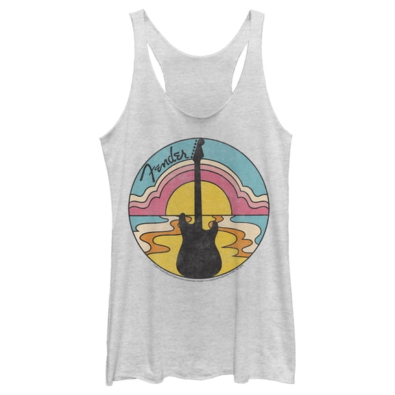 Women's Fender 70s Guitar Silhouette Racerback Tank Top White Heather Medium