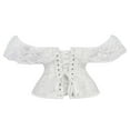 thumbnail image 3 of Women Off Shoulder Strapless Lace-up Buckle Bustier Corse Tank Crop Top, 3 of 6