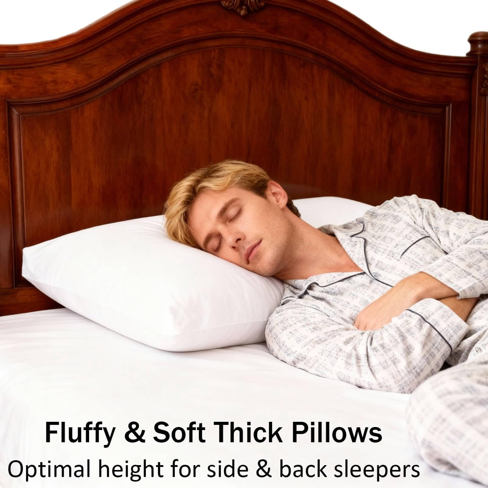 Queen Size Bed Pillows Set of 2, Plush Down Alternative Soft Supportive Pillows for Back, Stomach & Side Sleepers, Hypoallergenic White 20x30 inches