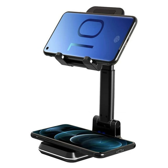 Fast Dual 10W Wireless Charger for Samsung Galaxy S24 Ultra/Plus - Foldable Stand 2-Coils Charging Pad Slim