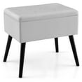thumbnail image 1 of Costway Velvet Vanity Stool Ottoman with Storage Solid Wood Legs Flip-Up Top for Entryway Gray, 1 of 10