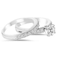 thumbnail image 3 of Pompeii 1 Carat Diamond Engagement Ring Matching Wedding Band Prong Set 14K White Gold, 3 of 4