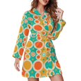 thumbnail image 1 of Mid-Century Print Pajama Robe V Neck Abstract Turquoise Retro Sleepwear Lady Long Sleeve Soft Pajamas Robes Spring Room Dresses, 1 of 5