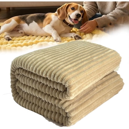 Emotional Support Blanket Yellow, Security Calming Blankets for Dogs, Faux Rabbit Fur Polyester Material Soft and Comfortable for Cats and Dog Indoor and Outdoor Use (Khaki, 27.55 * 39.37in)