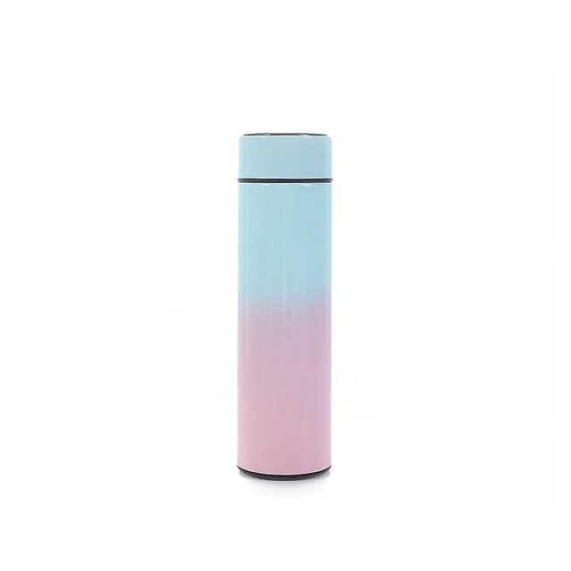 Taza de viaje de 500 ml, matraz con indicador de temperatura, taza de vacío con matraz de acero inoxidable 304, taza aislante, taza de termo de vacío de doble pared para calor y