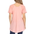 thumbnail image 2 of Sakkas Albina Island Relaxed Fit Embroidery Cap Sleeves Blouse / Top - Guava - Plus Size, 2 of 5