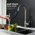 thumbnail image 2 of Cfowner High Arc Single Handle Kitchen Sink Faucet, Commercial Faucet with Pull Down Sprayer, 360°Swivel Spout, Brushed Nickel, 2 of 7