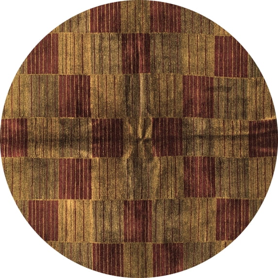 Ahgly Company Indoor Round Checkered Brown Modern Area Rugs, 7' Round