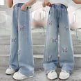 thumbnail image 6 of NOLDARES Girls Wide Leg Jeans Kids Elastic High Waisted Denim Pants with Pockets 5-14 Years(Blue,11-12 Years), 6 of 9