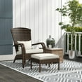 thumbnail image 2 of Outsunny Wicker Adirondack Chair w/ Ottoman Fire Pit Chair w/ Cushion White, 2 of 10