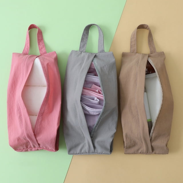 Bolsa organizadora de viaje plegable - Caja portátil para ropa y calzado, poliéster caqui/rosa/gris de 28x12 cm, cubo de embalaje compresión para maletas
