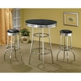 thumbnail image 3 of Coaster Tabouret de Bar Rond Contemporain en Similicuir Noir, 3 of 3
