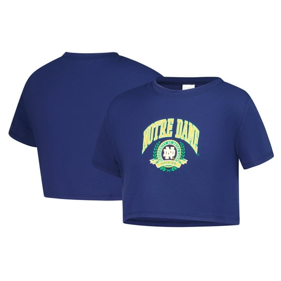 Girls Youth ZooZatz Navy Notre Dame Fighting Irish Laurels Tri-Blend Cropped T-shirt