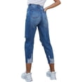 thumbnail image 5 of Jeans Boyfriend rasgados para mujer Denim desgastado Hasta el tobillo Recto Pierna ancha Casual High Waisted231-blue0, 5 of 5