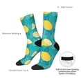 thumbnail image 4 of Pofeuu Lemon Blue Print Crew Socks, Adult Running Hiking Socks for Youth and Adult, 4 of 6