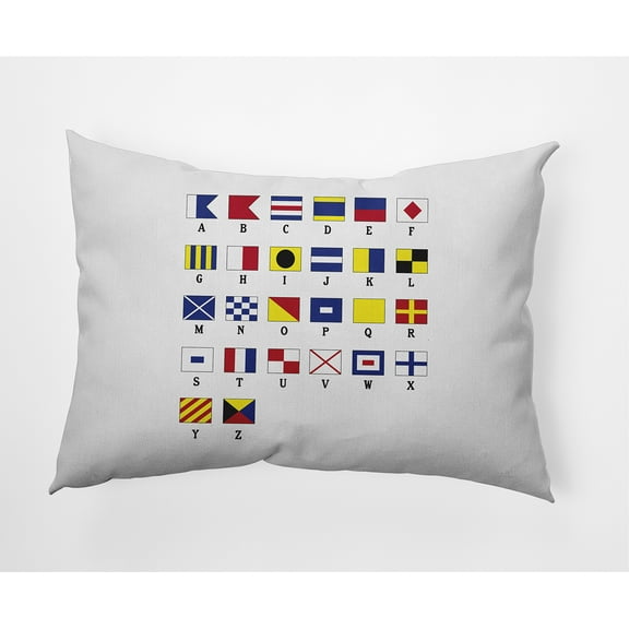 Simply Daisy, 14" x 20" Multi Smaller Letters Red Nautical Decorative Outdoor Pillow