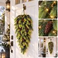 thumbnail image 5 of Tyidzon 2Pcs 30.7" Christmas Teardrop Swag with LED Lights, Lighted Artificial Greenery with Pinecones for Front Door Mantel Wall, 5 of 7