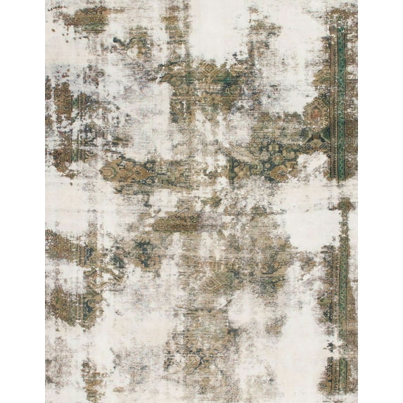 Ahgly Company Machine Washable Indoor Rectangle Abstract Khaki Green Area Rugs, 7' x 9'