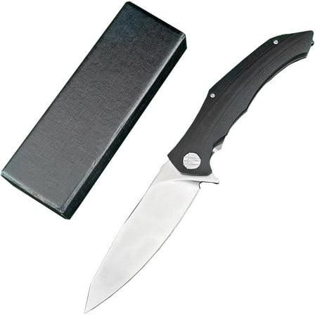 Pocket Knife Folding with 3.94" D2 Steel Blade & G10 Handle, Frame Lock and Pocket Clip for EDC, Outdoor and Camping
