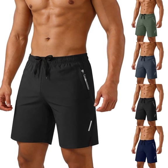 FRSASU Athletic Running Shorts for Men Quick Dry Lightweight Sports Gym Hiking Workout Shorts with Zip Pockets Dark Gray