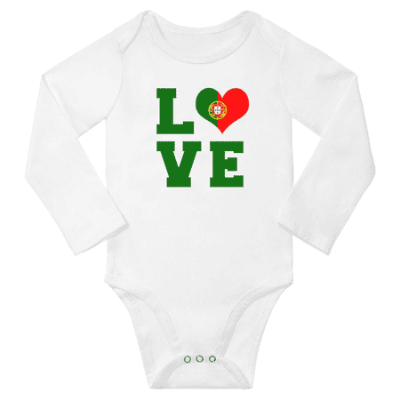 

Love Portugal Heart Flag Baby Long Slevve Romper (White 3-6 Months)