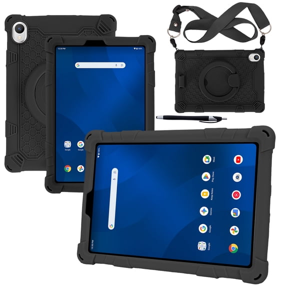 【RUIXH】For onn 8.1" Core Tablet protective case onn Android 16 (2026 Model) Tablet Case Premium Silicone drop-proof Built-in 360° Rotating Stand Dedicated Pen Slot with Adjustable Shoulder Strap