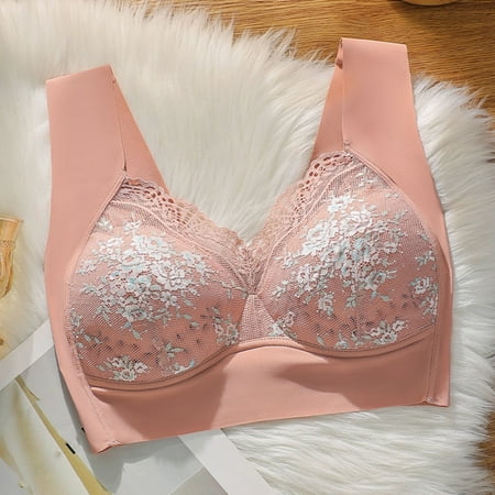 GENGING Ladies Tops Clearance Women s Wireless Lace Bra Fall Tops Trendy Seamless Underwear Beautiful Back Push Up Breathable Bra