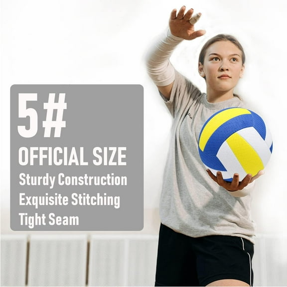 6 Pack Official Size 5 Volleyballs Set with Pump and Mesh Bag, Synthetic Leather Volleyball for Indoor and Outdoor Use